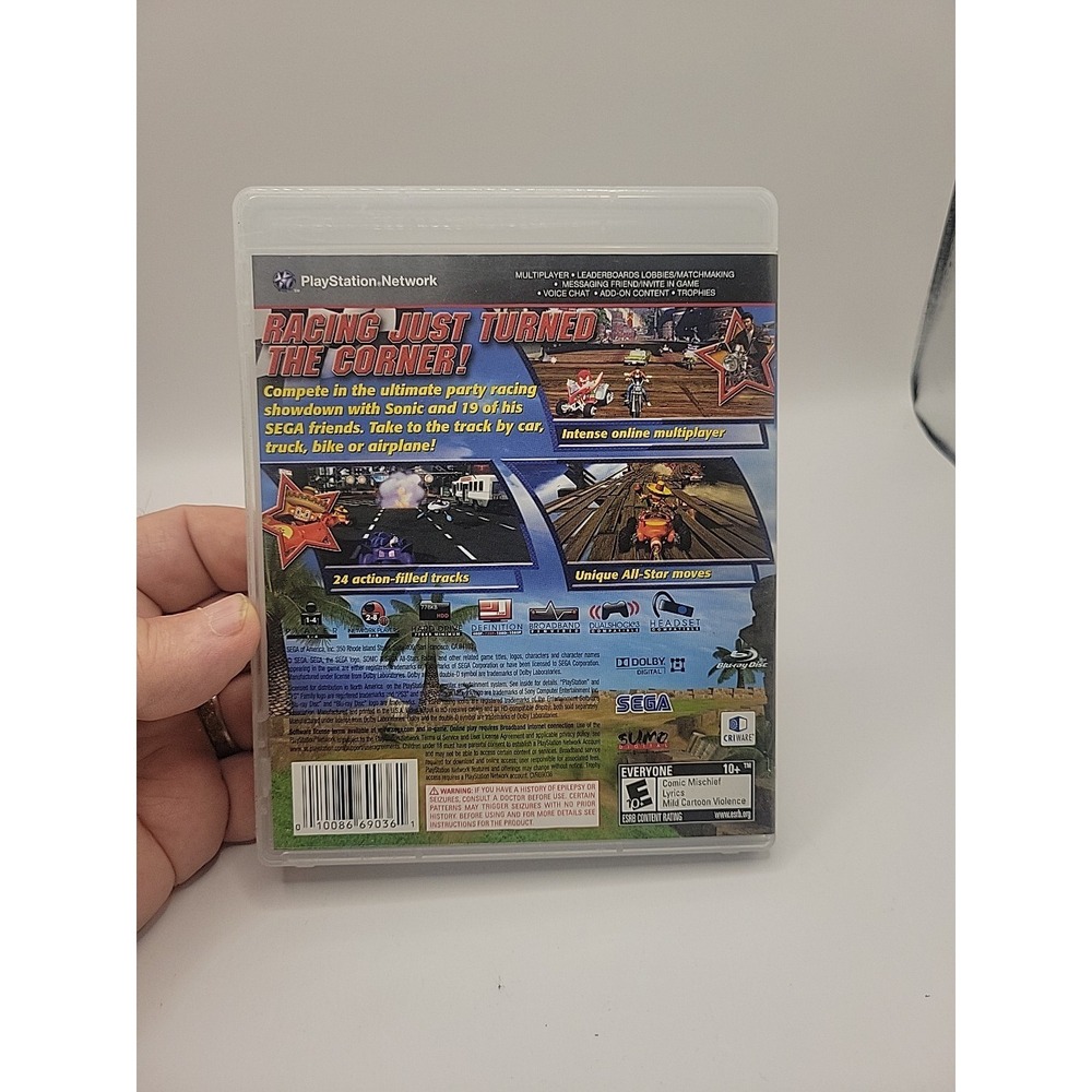 Sonic & Sega All-Stars Racing (Sony‎ PlayStation 3, 2010) Complete PS3 NO MANUAL - Picture 2 of 3